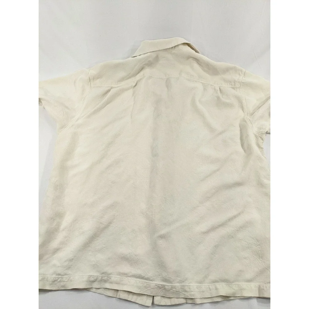Men's Tommy Bahama Original Fit 100% Silk Casual‎ Button Up XL Ivory